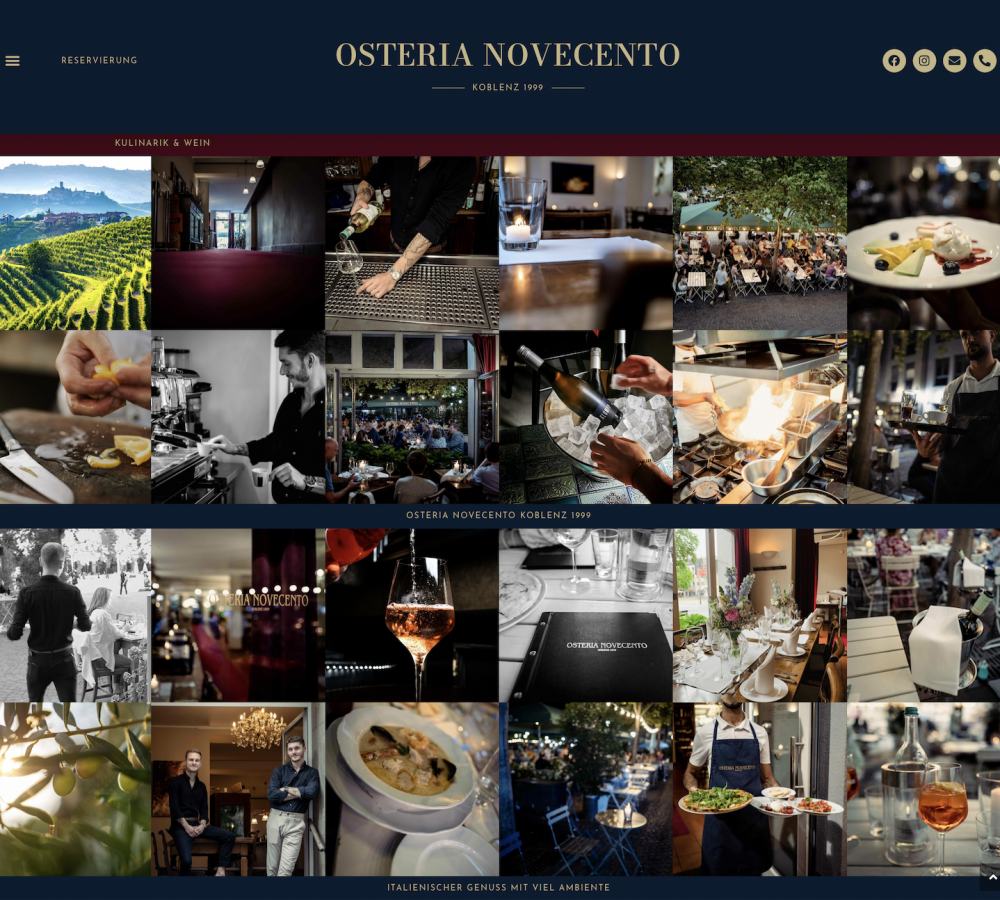 caroline rüber- website für osteria novecento koblenz