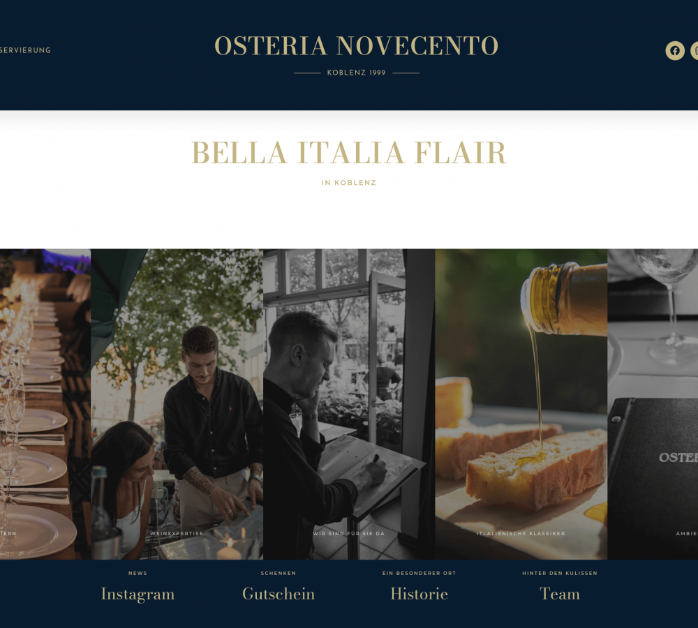 new website osteria novecento - conceptanddesign