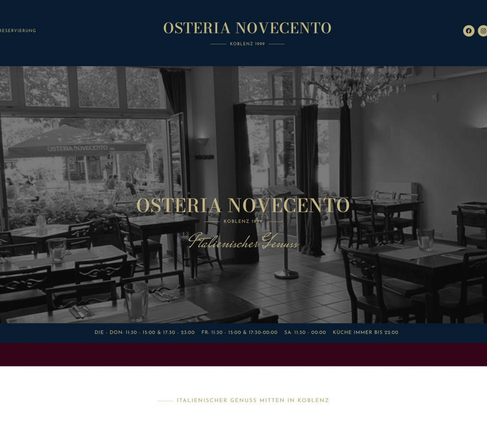 osteria novecento -koblenz-website