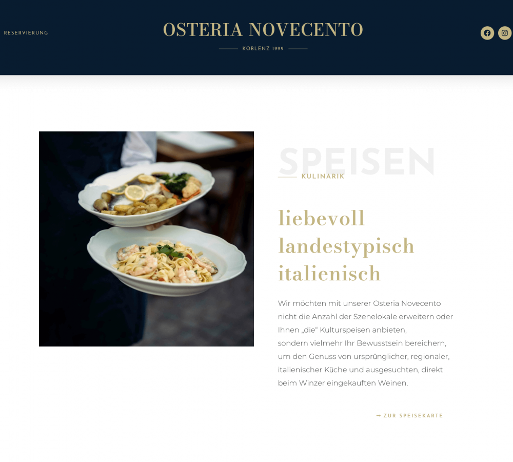 webdesign für osteria novecento koblenz